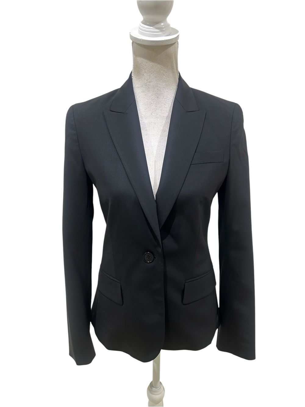 Theory black Single-Button fine wool lined Blazer jacket made in USA size 4